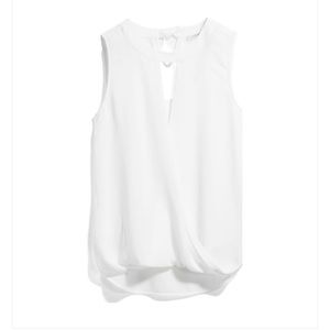 41 Hawthorn White Blouse/Tank. wrap front and hem